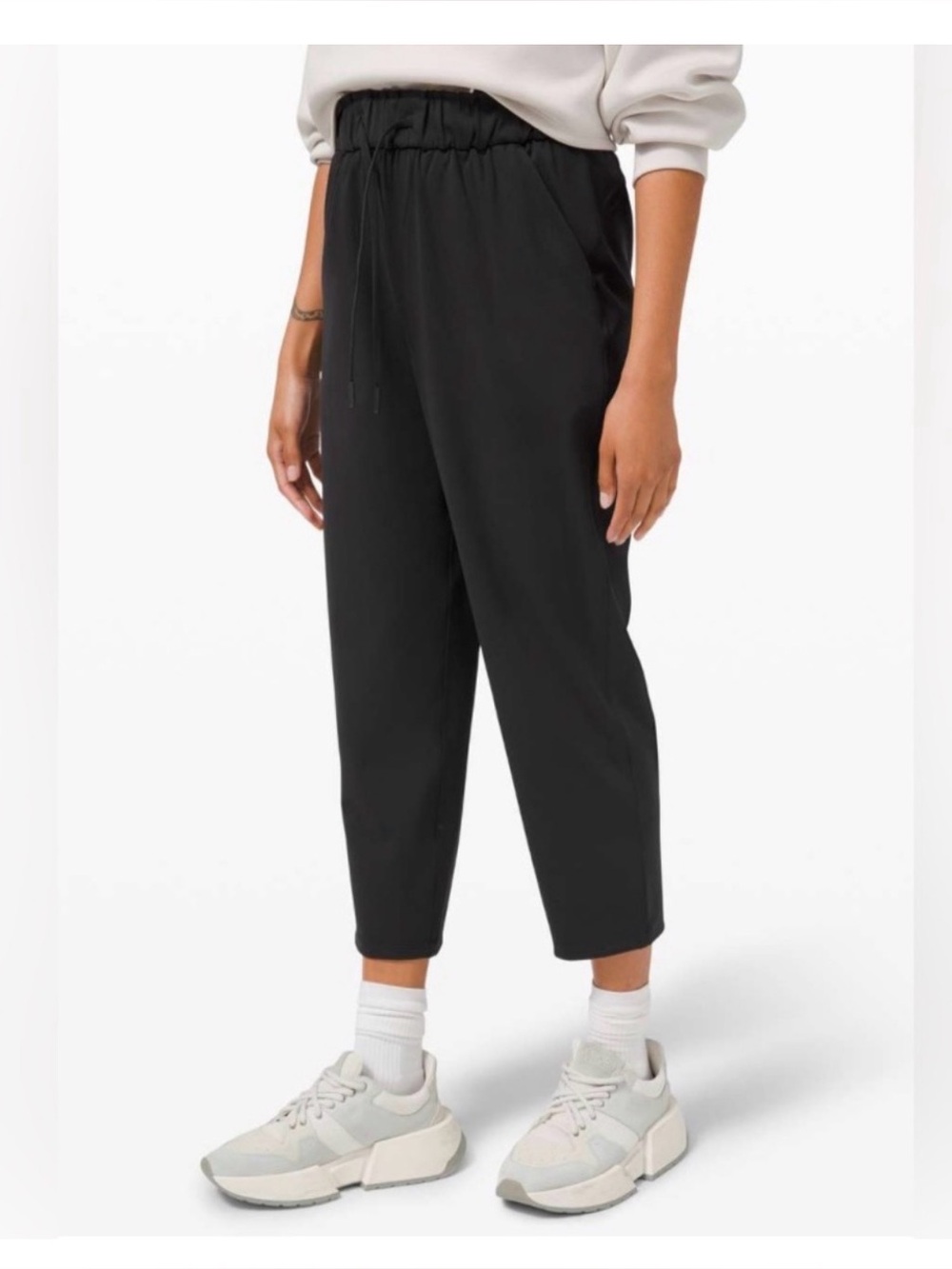 Lululemon High Rise Keep Moving Crop Women Black Pull On Athleisure Pants Sz 10